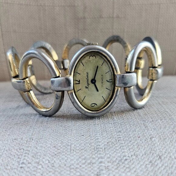 Vintage Majestime Wristwatch Manual Winding 17 Jewels Gold Tone Analog Watch - Picture 7 of 12